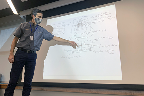 Electroimpact employee presenting at STRIKEWERX